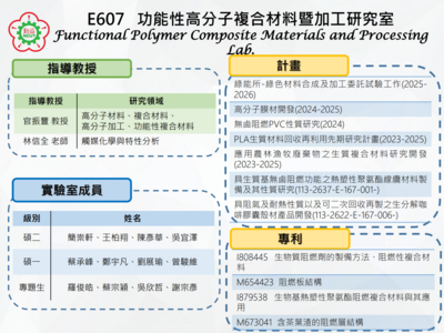 E607 功能性高分子複合材料暨加工研究室圖片
