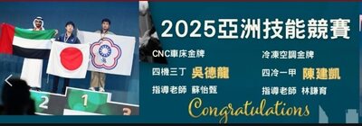 勤益科大機械系學生吳德龍、冷凍空調系學生陳建凱 各勇奪亞洲技能競賽金牌(另開新視窗)